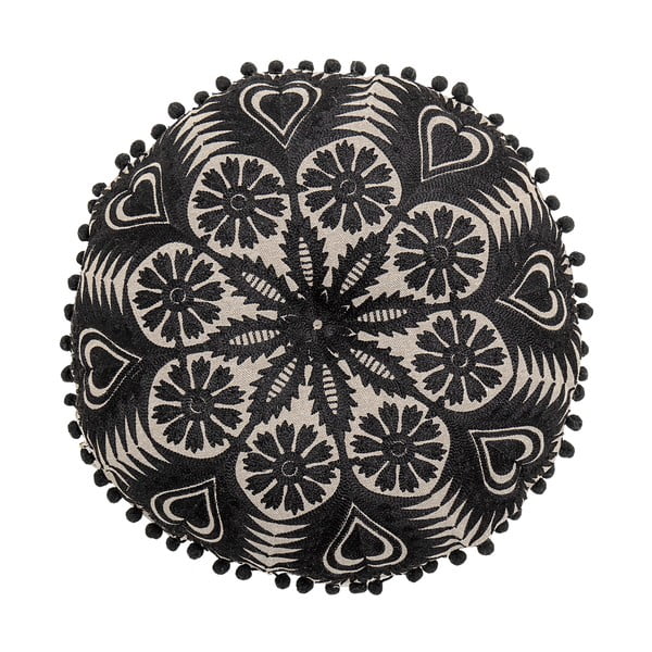 Melns ar bēšu dekoratīvais spilvens Bloomingville Mandala, ø 36 cm