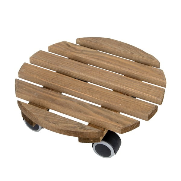 Brūns pārvietojams puķu poda paliktnis no koka Esschert Design, ø 28,7 cm