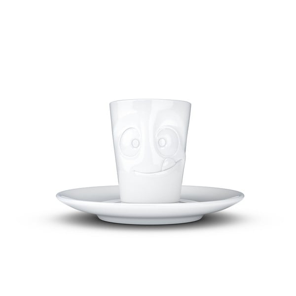 Balta porcelāna espresso tasīte ar apakštasīti 58products, tilpums 80 ml