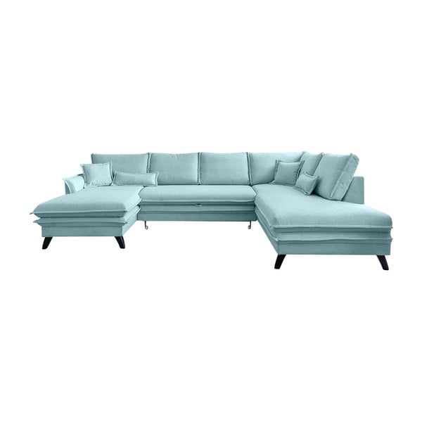 Gaiši zils izlaižams U-veida dīvāns Miuform Charming Charlie, labais stūris