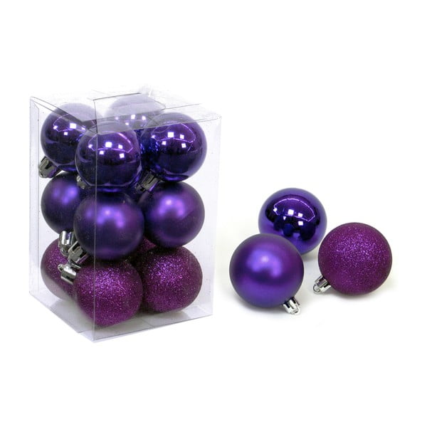 12 violetu Ziemassvētku rotājumu komplekts Unimasa Navidad, ø 4 cm