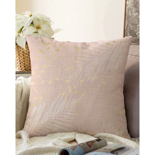 Gaiši rozā spilvendrāna ar kokvilnas maisījumu Minimalist Cushion Covers Leaves, 55 x 55 cm
