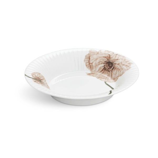 Balts porcelāna dziļais šķīvis Kähler Design Hammershøi Poppy, ø 21 cm