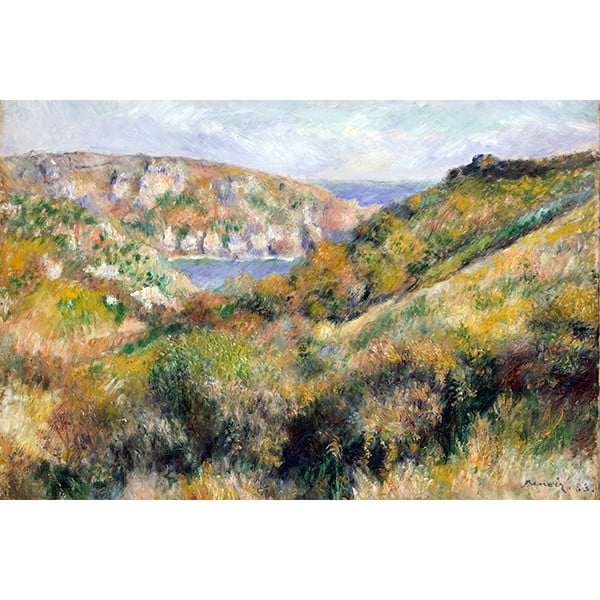 Gleznas reprodukcija Auguste Renoir - Hills around the Bay of Moulin Huet, Guernsey, 60 x 40 cm