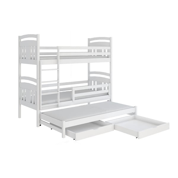 Balta divstāvu gulta ar uzglabāšanas vietu 80x160 cm Igor - Lano Meble