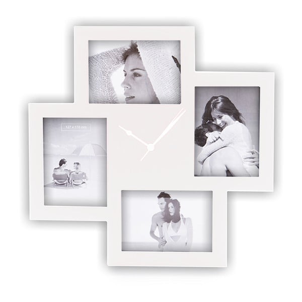 Balts sienas pulkstenis ar foto rāmjiem Tomasucci Collage