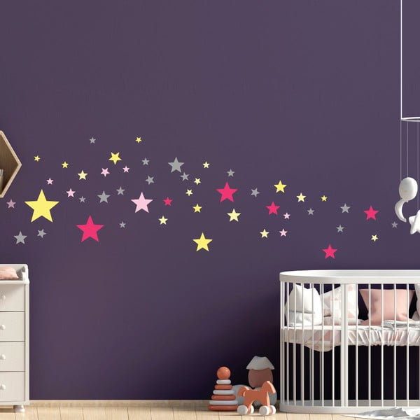 50 sienu uzlīmju komplekts Ambiance Stars Pink and Yellow