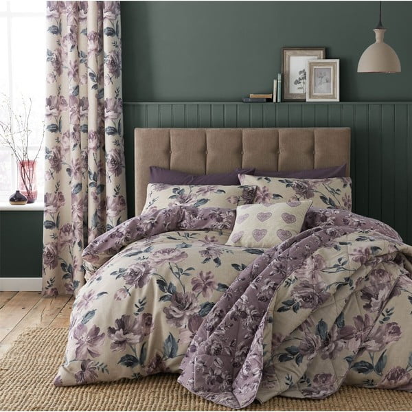 Stepēts gultas pārklājs ar ziedu motīvu Catherine Lansfield Painted Floral, 220 x 230 cm
