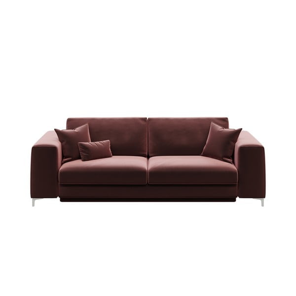 Tumši rozā samta izvelkamais dīvāns devichy Rothe, 256 cm