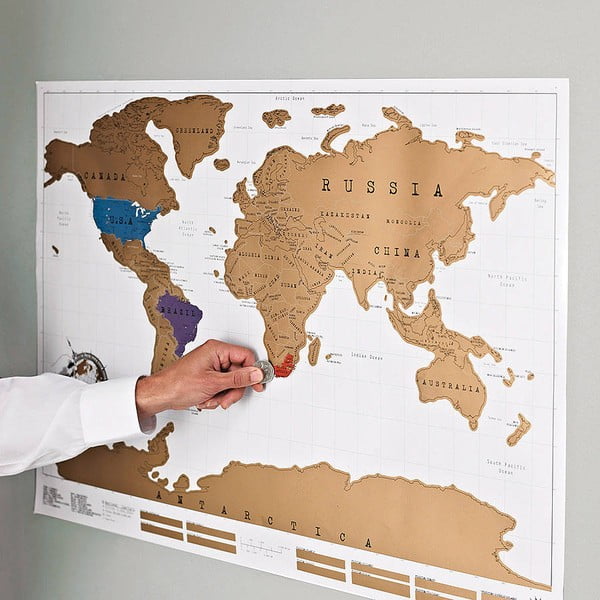 Nokasāmā pasaules sienas karte Ambiance Scratch Map
