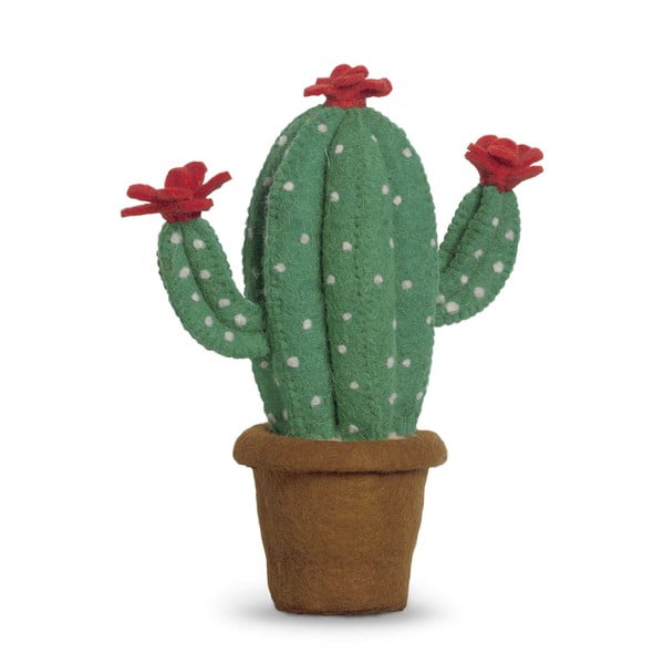 Zaļš dekors no filca Mr. Fox Cactus Flower, augstums 32 cm