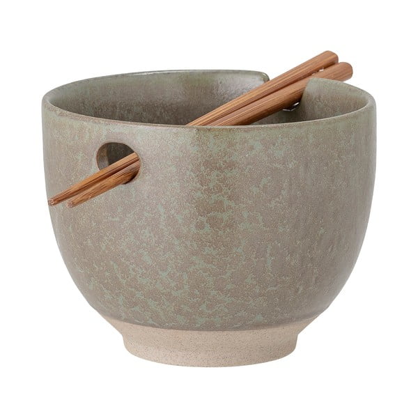 Pelēka keramikas bļoda ar irbulīšiem Bloomingville Masami, ø 13 cm