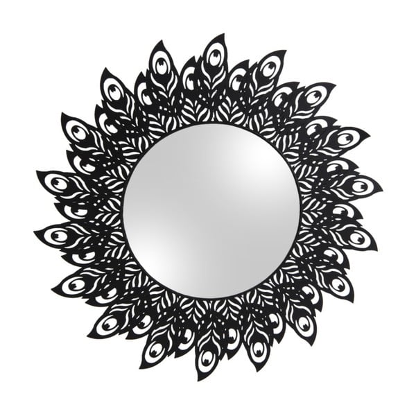 Sienas spogulis ar melnu rāmi PT LIVING Peacock Feathers, ø 60 cm