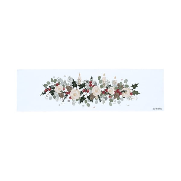 Kokvilnas dekoratīvais galdauts ar Ziemassvētku motīvu Butter Kings Fir Branches, 140 x 40 cm