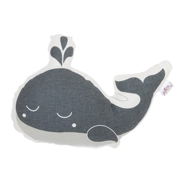Pelēks kokvilnas maisījuma bērnu spilvens Mike & Co. NEW YORK Pillow Toy Whale, 35 x 24 cm