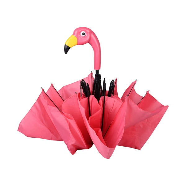 Rozā saliekamais lietussargs Esschert Design Flamingo, ⌀ 96,5 cm