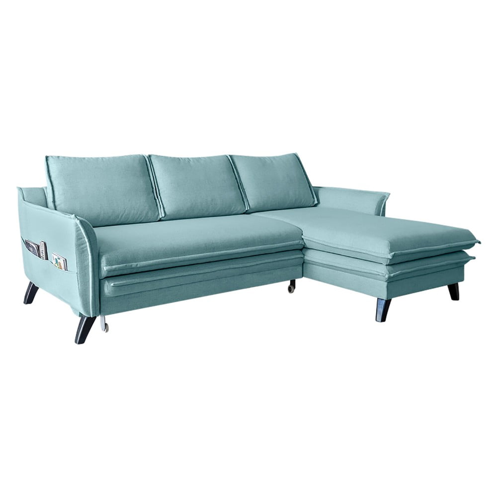 Gaiši zils izlaižams stūra dīvāns Miuform Charming Charlie, labais stūris