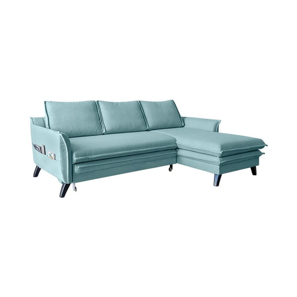 Gaiši zils izlaižams stūra dīvāns Miuform Charming Charlie, labais stūris