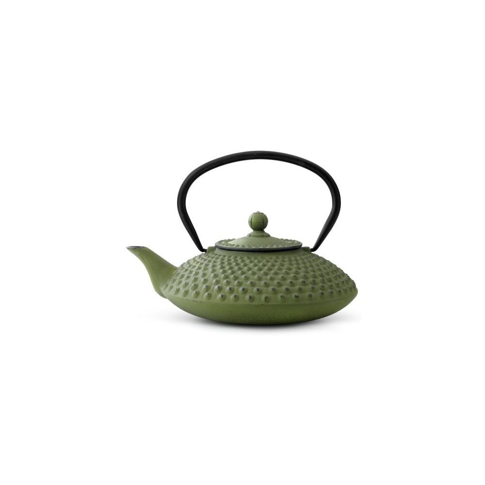 Zaļa čuguna tējkanna ar sietiņu beramai tējai Bredemeijer Xilin, 1,25 l