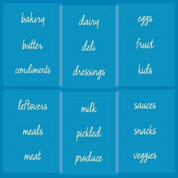 Pārtikas uzlīmes saldētavai angļu valodā iDesign The Home Edit