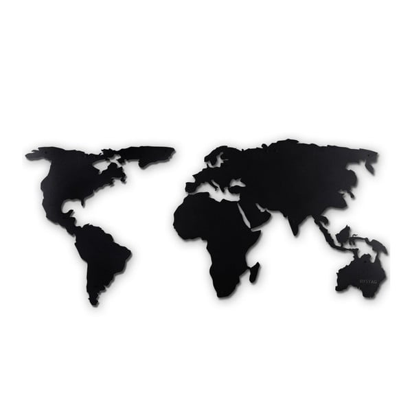 Melna metāla sienas dekorācija World Map XL