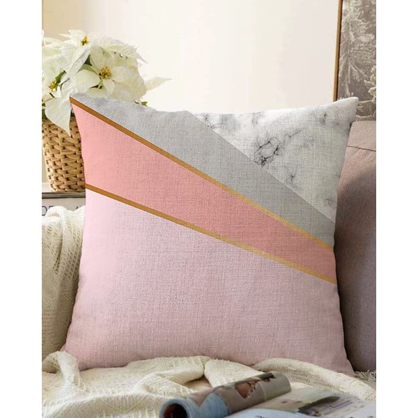 Rozā un pelēka spilvendrāna ar kokvilnas maisījumu Minimalist Cushion Covers Marble, 55 x 55 cm