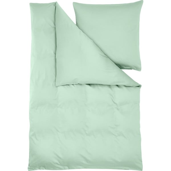 Zaļa kokvilnas satīna gultas veļa 200x135 cm Comfort – Westwing Collection