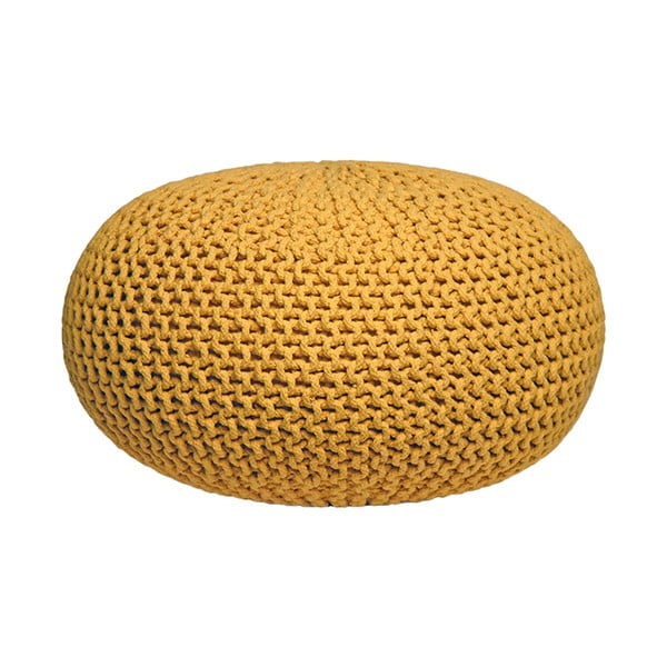 Dzeltens trikotāžas pufs LABEL51 Knitted XL, ⌀ 70 cm
