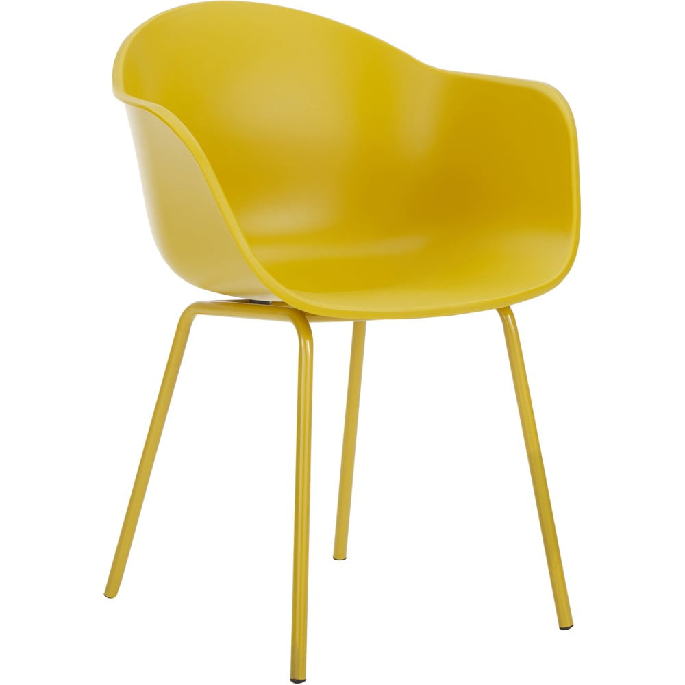 Dzeltens krēsls ar metāla pamatni Westwing Collection Claire