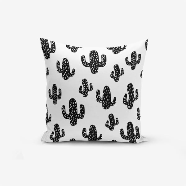 Spilvendrāna Minimalist Cushion Covers Black White Cactus, 45 x 45 cm