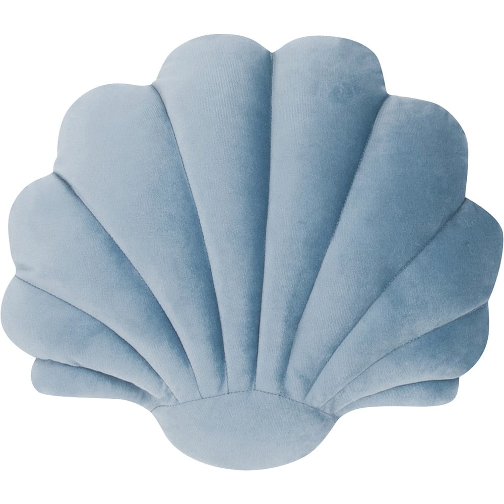 Zils samta dekoratīvais spilvens Westwing Collection Shell, 28 x 30 cm