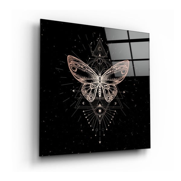 Stikla glezna Insigne Da Vinci Style Butterfly, 40 x 40 cm