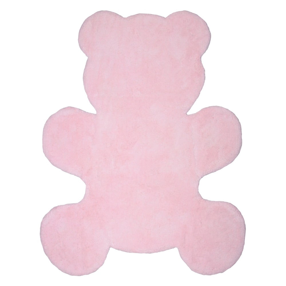 Ar rokām darināts rozā paklājs bērniem Nattiot Little Teddy, 80 x 100 cm