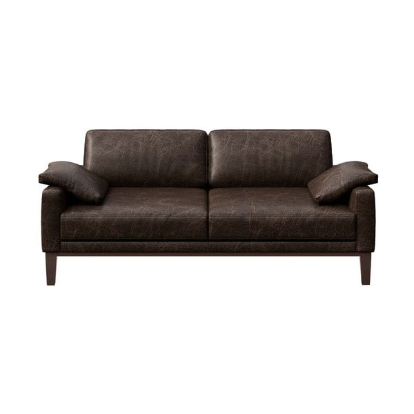 Tumši brūns divvietīgs ādas dīvāns MESONICA Musso, 173 cm