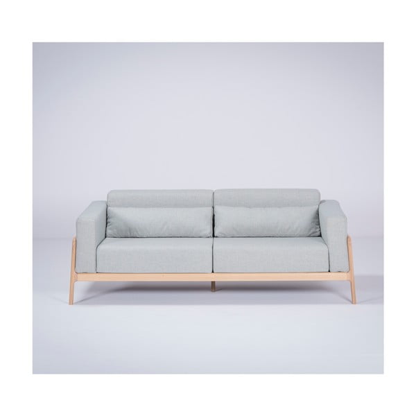 Zili pelēks dīvāns ar ozolkoka konstrukciju Gazzda Fawn, 210 cm
