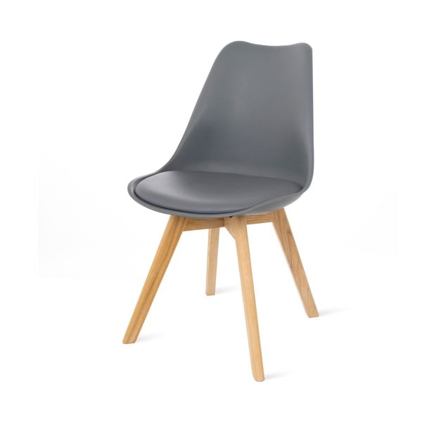 2 pelēku krēslu komplekts ar dižskābarža kājām loomi.design Retro