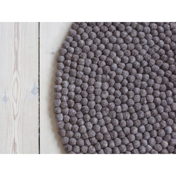 Valriekstu brūns vilnas bumbu paklājs Wooldot Ball Rugs, ⌀ 140 cm
