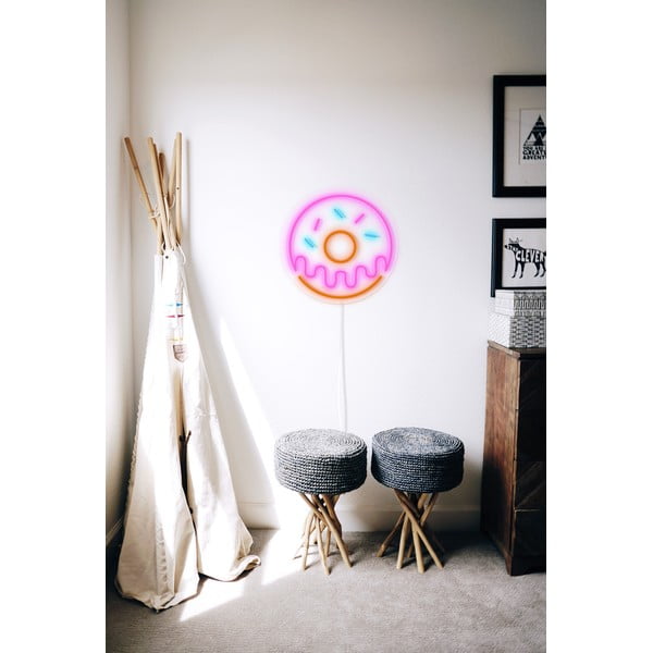 Rozā sienas gaismas dekors Candy Shock Donut, ø 40 cm