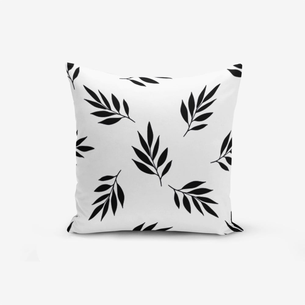 Spilvendrāna Minimalist Cushion Covers Black White Leaf, 45 x 45 cm