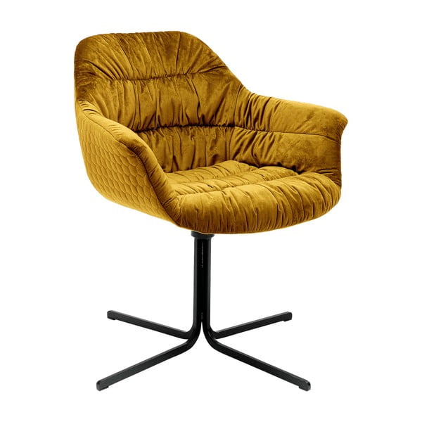 Dzeltens krēsls ar samta polsterējumu Kare Design Swivel