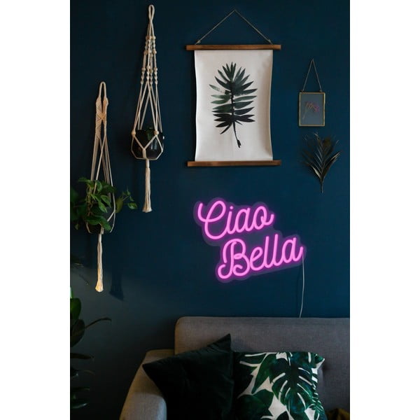 Rozā sienas gaismas dekors Candy Shock Ciao Bella, 40 x 28,5 cm
