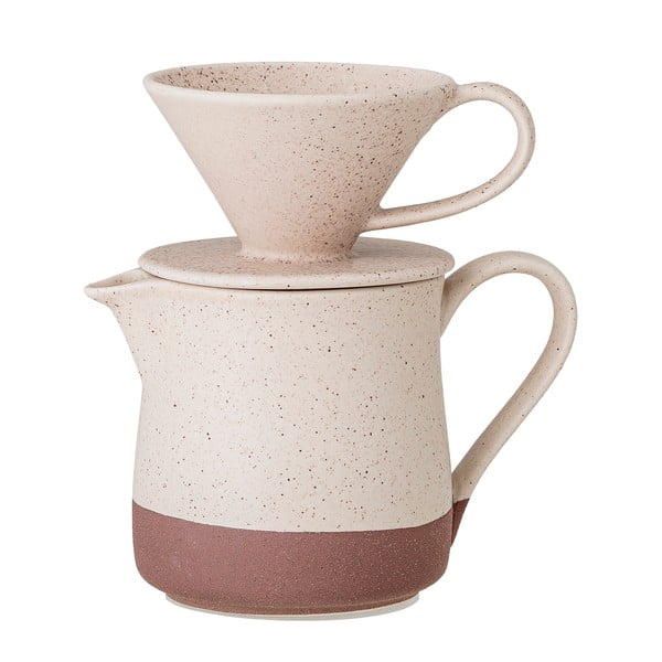 Brūna un balta keramikas kafija kanna Bloomingville Franz, 500 ml